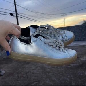 Converse Silver Women's Sneakers Metallic Chrome Casual Gum